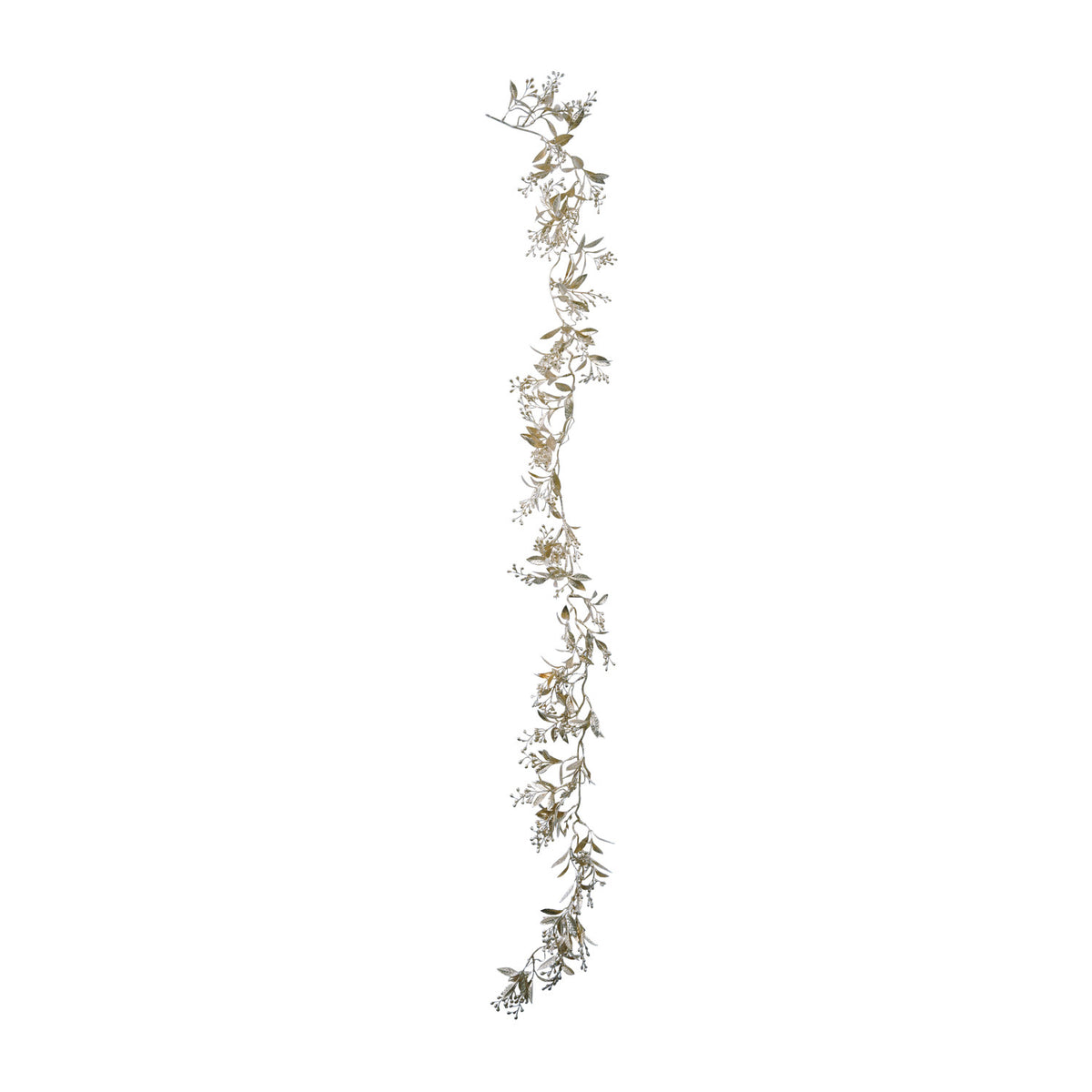 Faux Leaves & Berries Garland, Antique Silver Finish