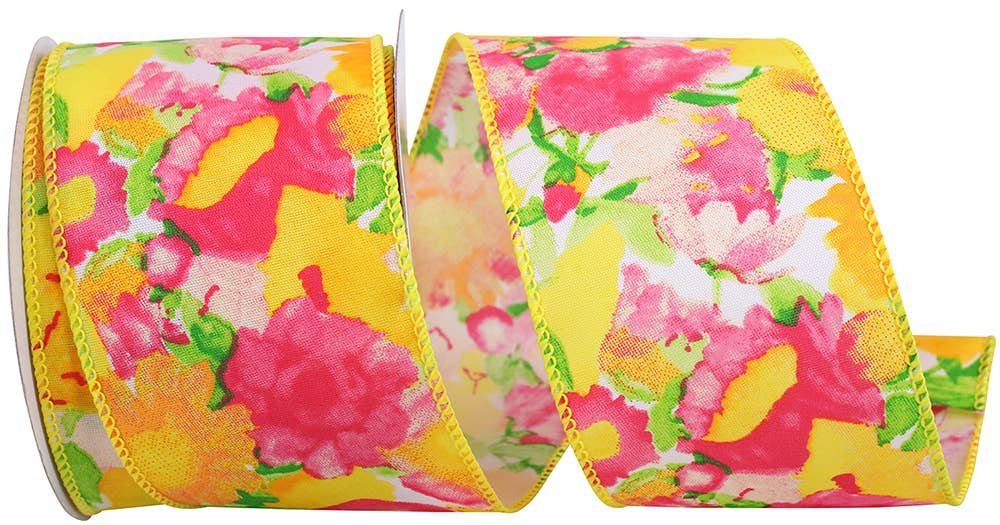 Floral Impressionist Bright Wired Edge