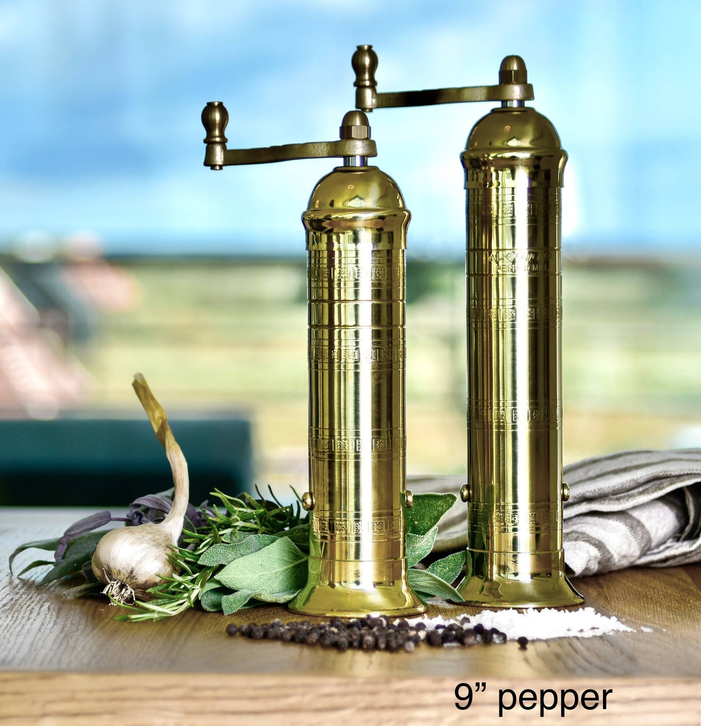 Rune-Jakobsen Desig: 'Brass Mill' - 9" pepper grinder