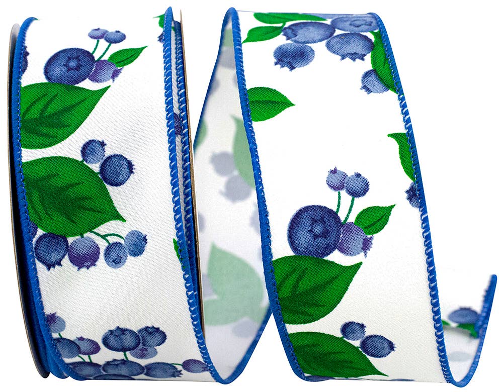 Blueberries & Stems Twill Wired Edge