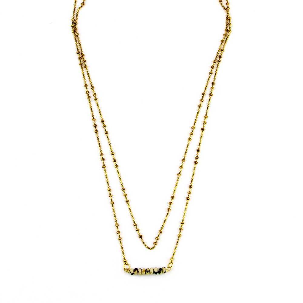 Santore Jewelry Company - Gemstone Bar Dalmatian Jasper Necklace