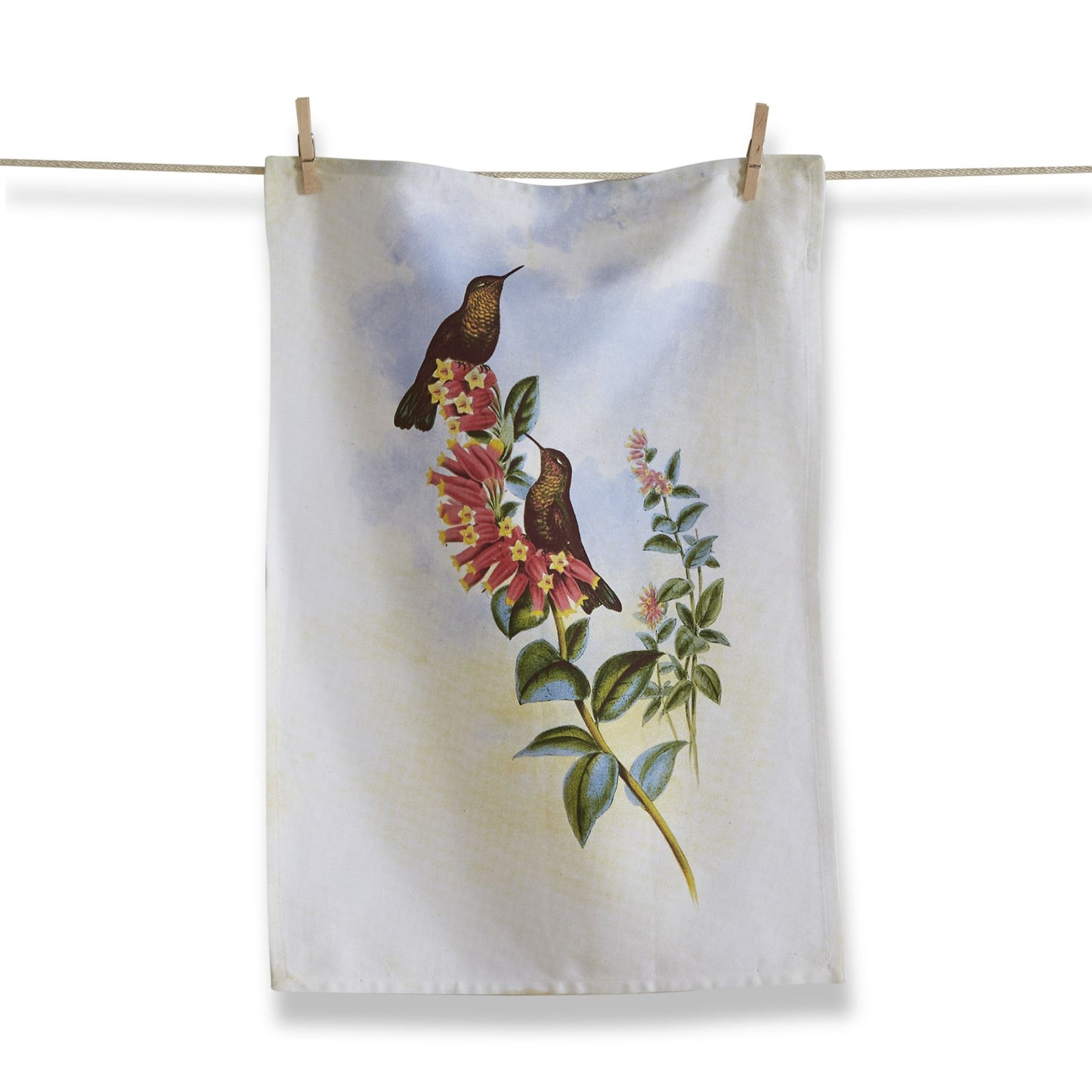 HUMMINGBIRD RED FLOWER DISHTOWEL