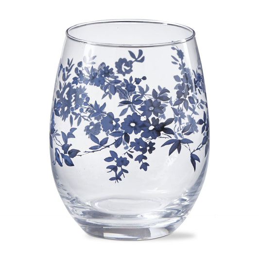 COTTAGE FLORAL STEMLESS WINE GLASS