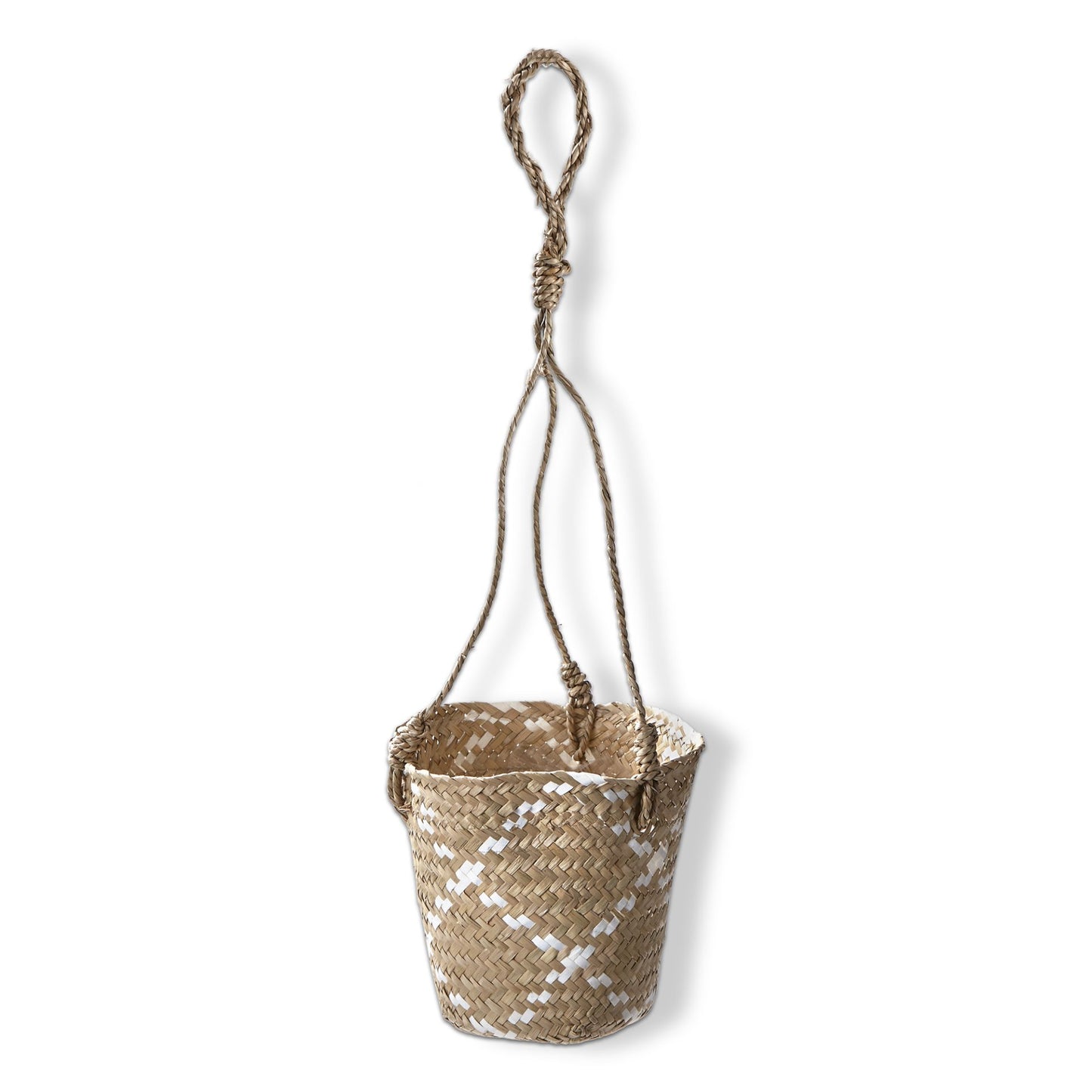 SEAGRASS DIAMOND HANGING PLANTER WHITE