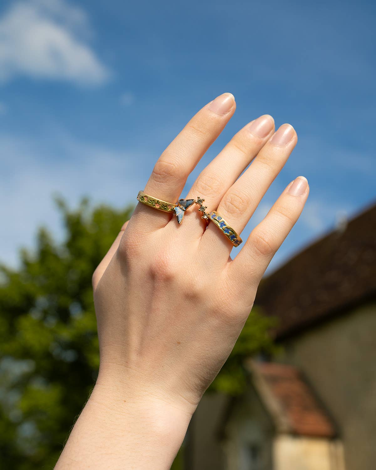 Fable England - FABLE Pink Floral Hoop Ring: Small