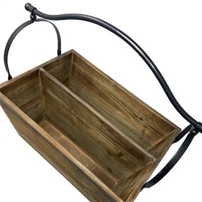 David Christopher's Collection - Wood Basket with Metal Handle