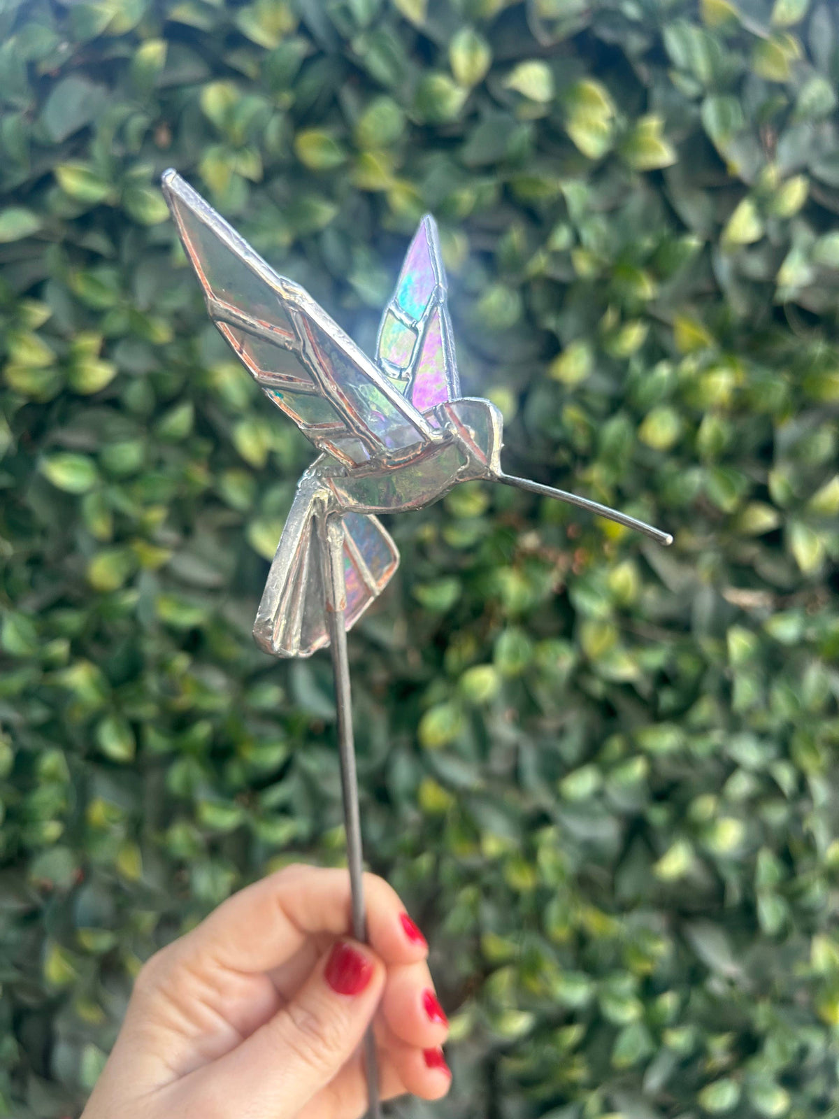 Stained glass stars and Talavera - Handmade Stained Glass Hummingbird Plant Stakes




With Rod