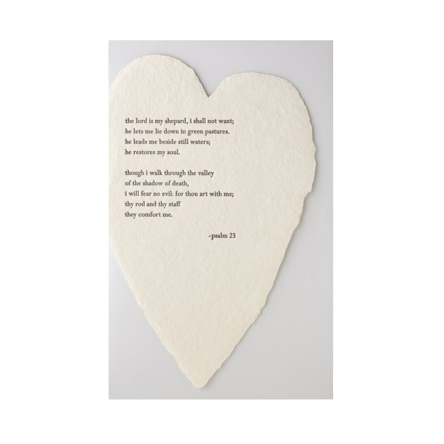 Oblation Papers & Press - Psalm 23 Letterpressed Heart Folded Card