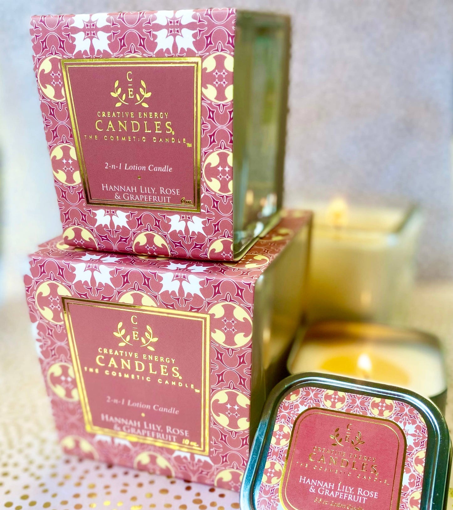 Creative Energy Candles - Hannah Lily, Rose & Grapefruit: 2-in-1 Soy Lotion Candle: Large - 10 oz