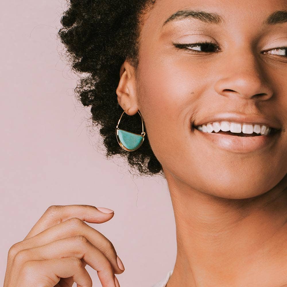 Scout Curated Wears - Stone Prism Hoop - Amazonite/Gold