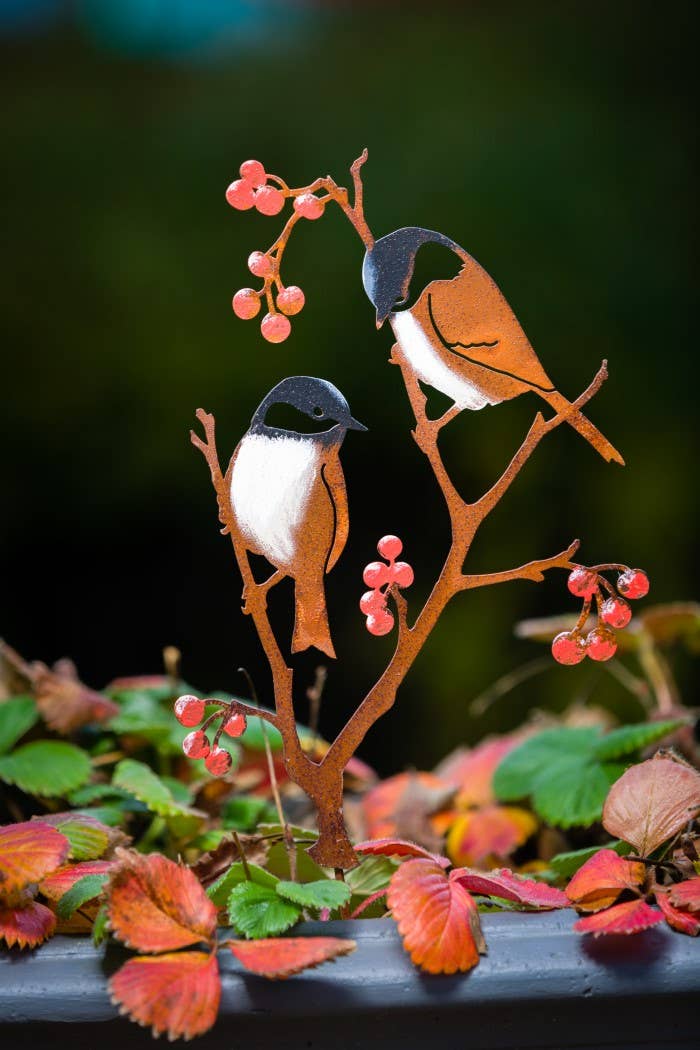 Elegant Garden Design - Chickadees & Berries Pick -Painted