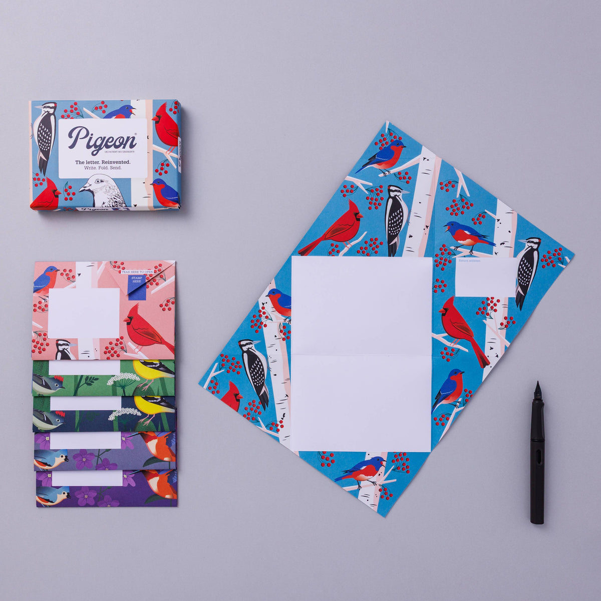 Carnival of Colour Pigeon, Folding Letter Pack, Pack of 6