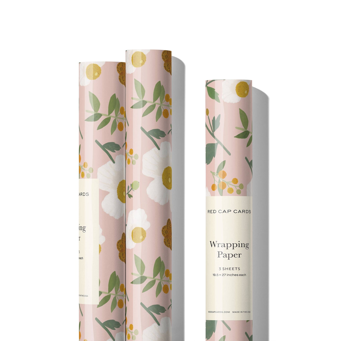 Red Cap Cards - White Poppies wrapping paper