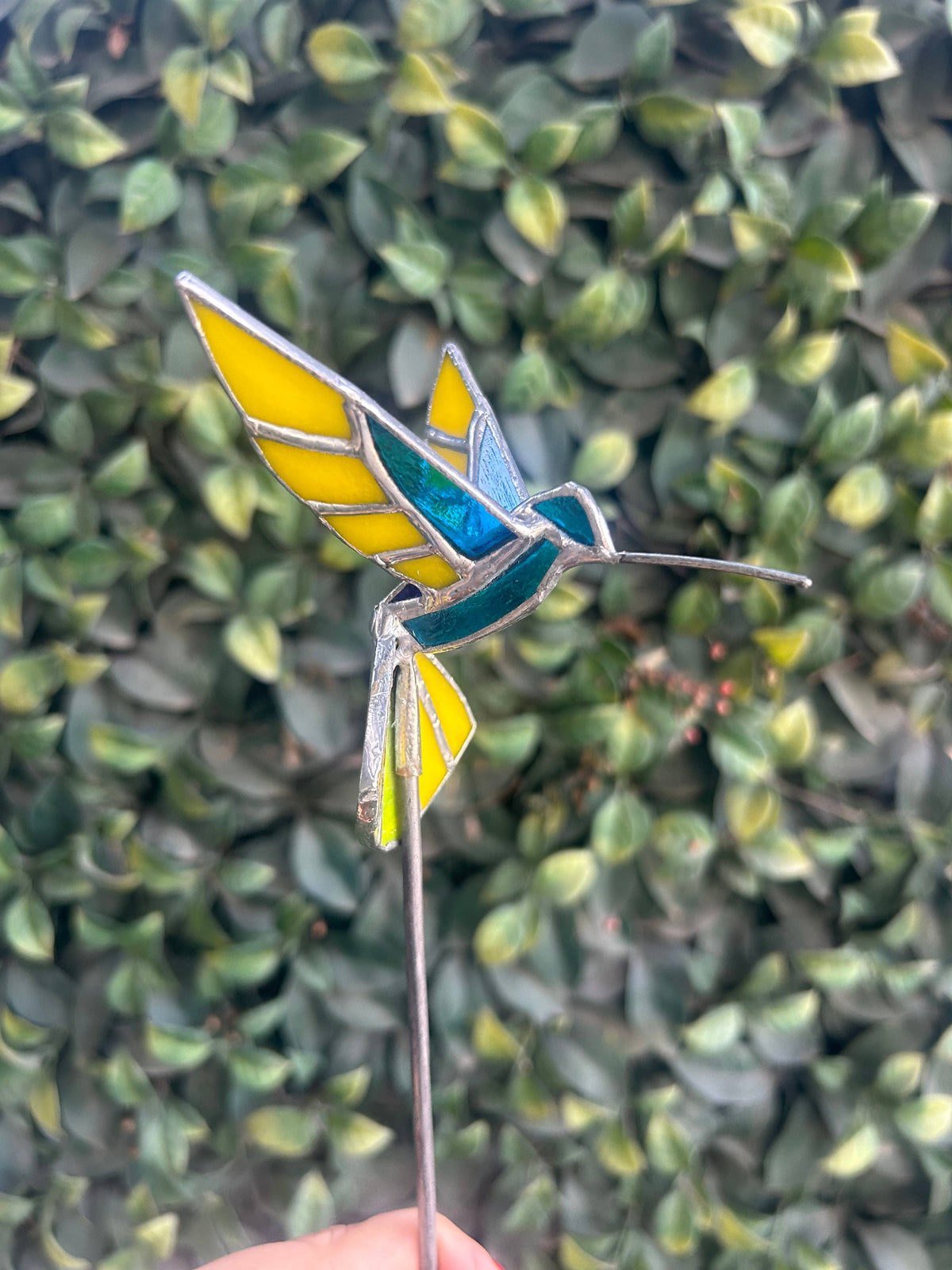 Stained glass stars and Talavera - Handmade Stained Glass Hummingbird Plant Stakes




With Rod