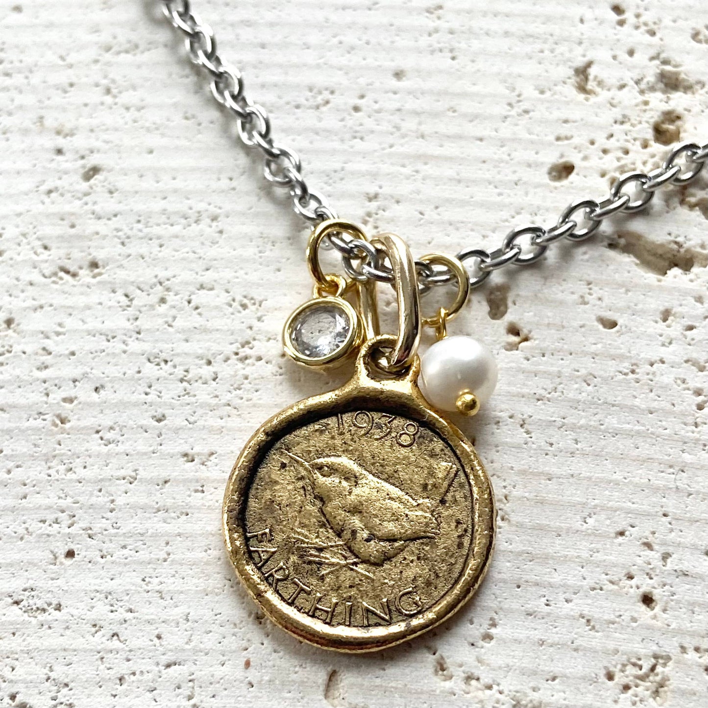 VB&CO Designs Handmade Jewelry - Farthing coin necklace England English royal jewelry vintage