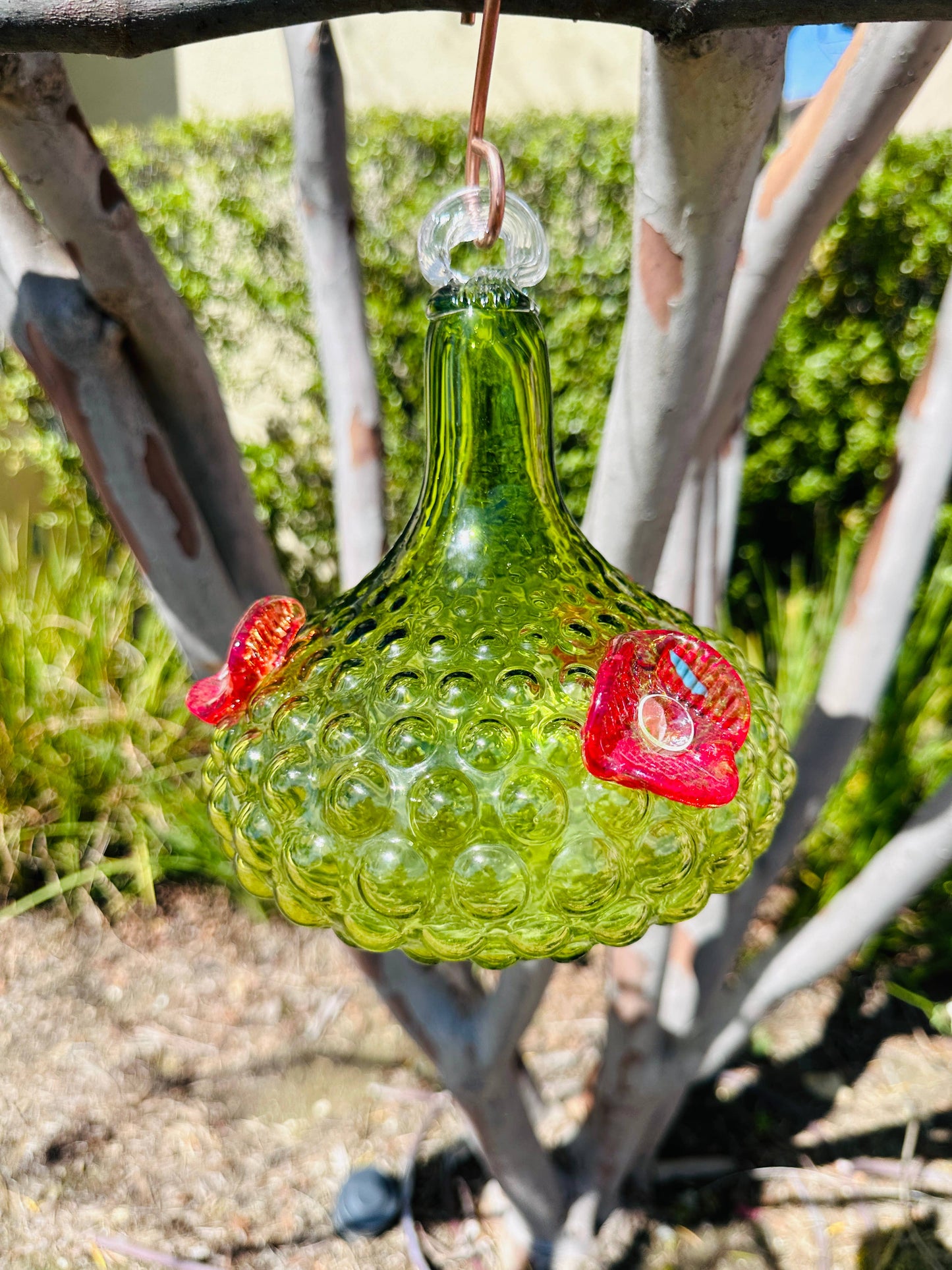 Artisanal Glass Hummingbird Feeder