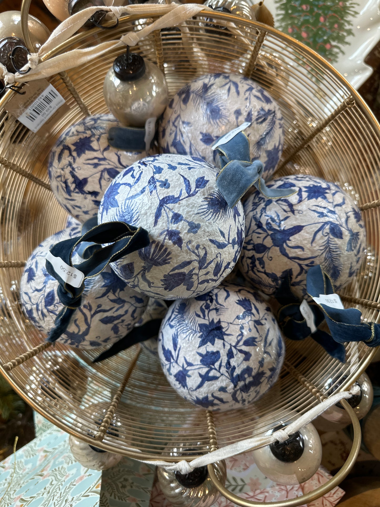 Blue and White Ball Ornament