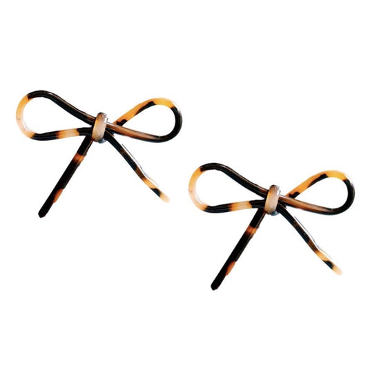 St Armands Designs of Sarasota - Brown Tortoise Bow Statement Stud Earrings