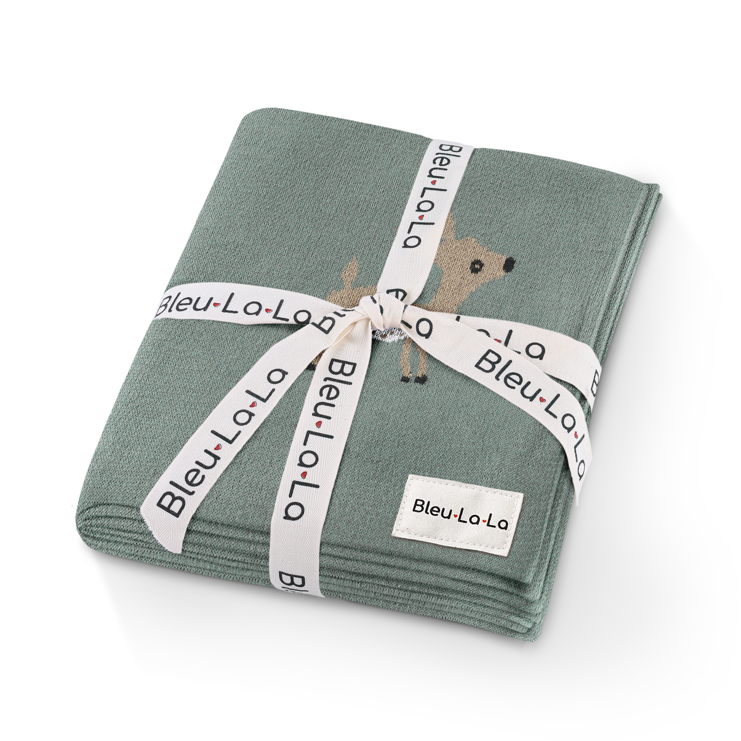 Bleu La La - 100% Luxury Cotton Receiving Swaddle Baby Blanket - Deer: Sage