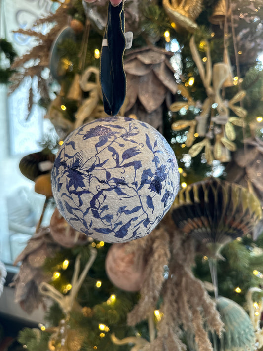 Blue and White Ball Ornament