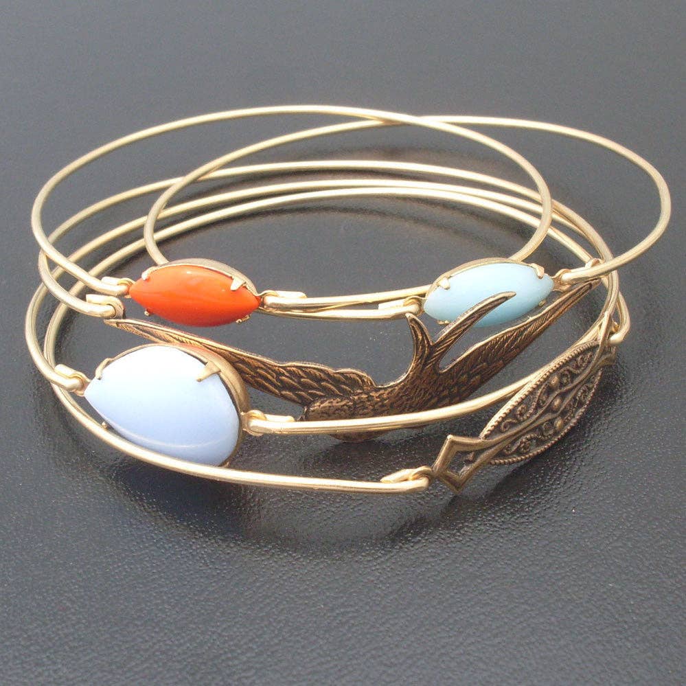 Frosted Willow - Free as a Bird Stacking Bangle Bracelet Set