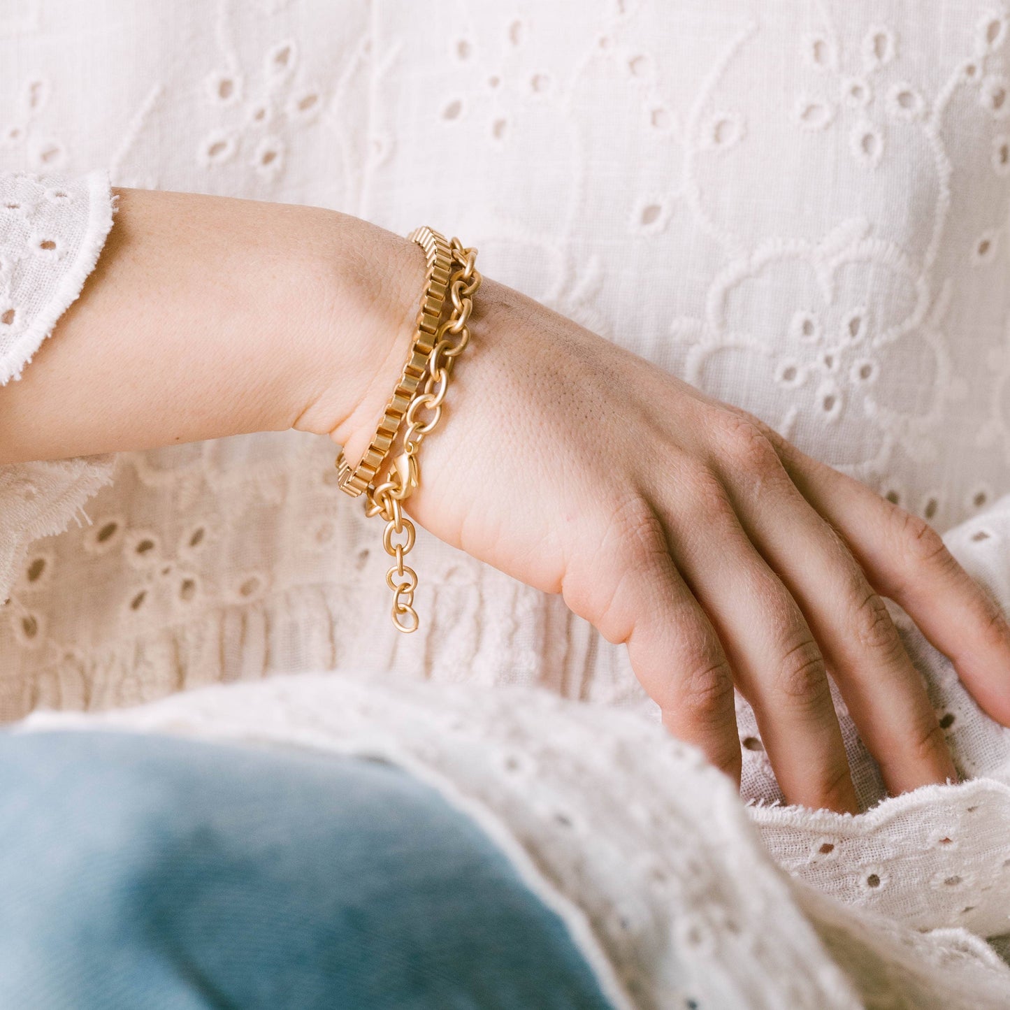 Nest Pretty Things - Matte Gold Box Chain Bracelet