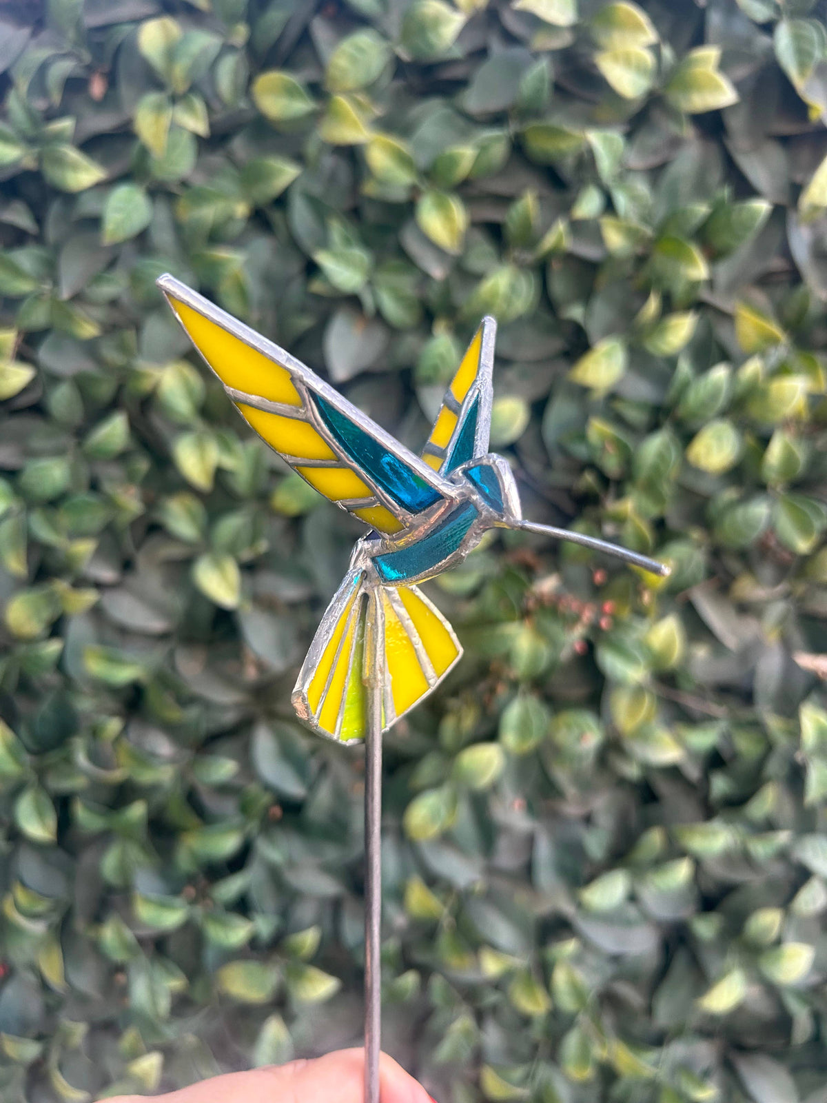 Stained glass stars and Talavera - Handmade Stained Glass Hummingbird Plant Stakes




With Rod