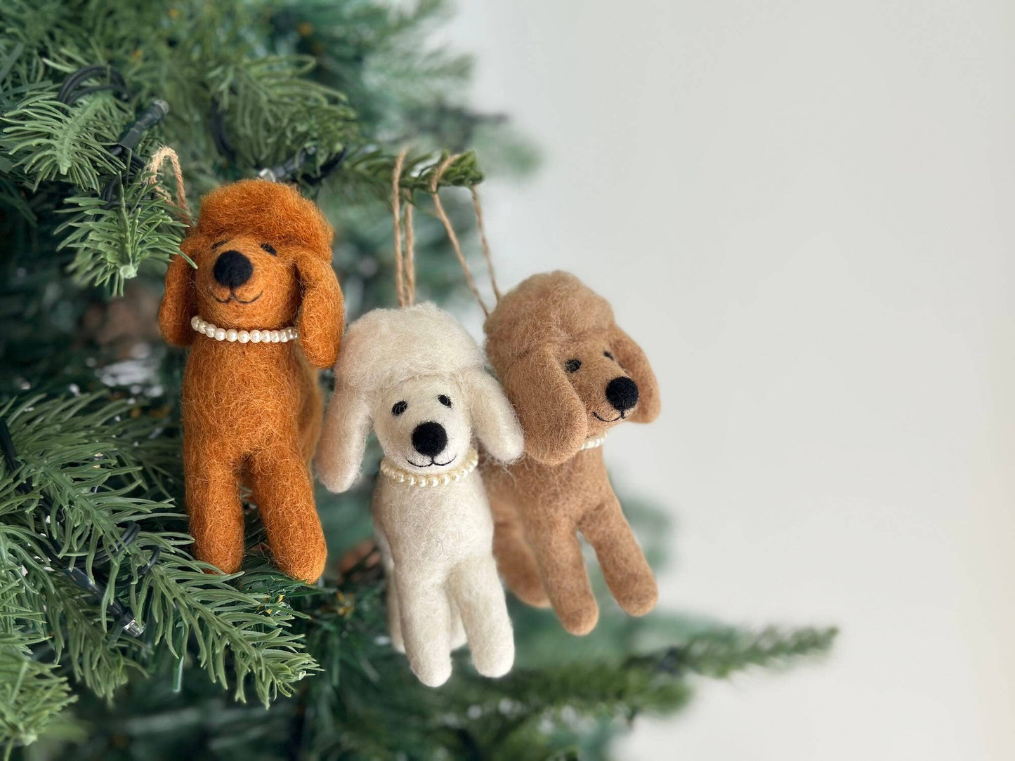 Deer Harbour Design - Felt Ornament - Poodle Ornament: Cream poodle