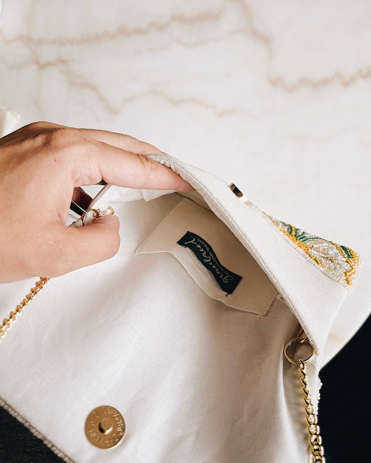 GraceLaced by Ruth Chou Simons - Claire de Lune Beaded Clutch