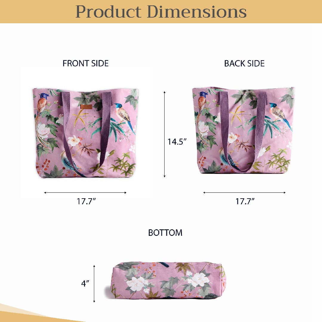 Maison d'Hermine - Design in Every Thread - Canvas Tote Bag 100% Cotton Hokuzai - Violet - 17.7" x 14.5"