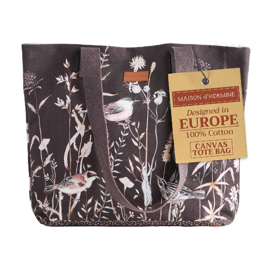 Maison d'Hermine - Design in Every Thread - Canvas Tote Bag 100% Cotton Meadow Florals - 17.7" x 14.5"