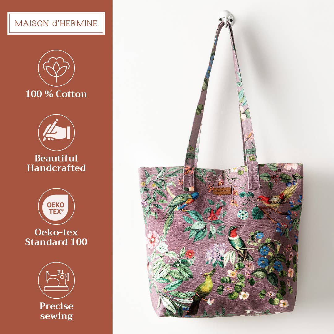 Maison d'Hermine - Design in Every Thread - Canvas Tote Bag 100% Cotton Eden - Violet - 17.7" x 14.5"