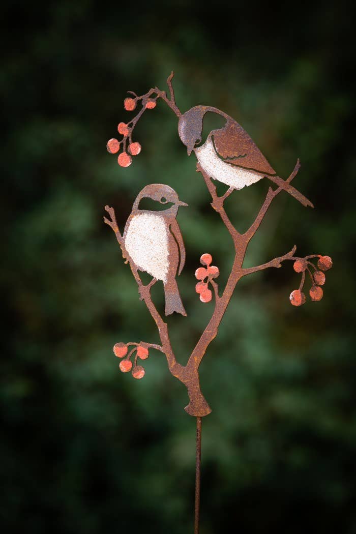 Elegant Garden Design - Chickadees & Berries Pick -Painted