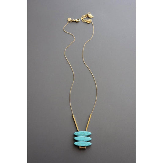 David Aubrey Jewelry - RYL119 Geometric turquoise ellipse pendant necklace