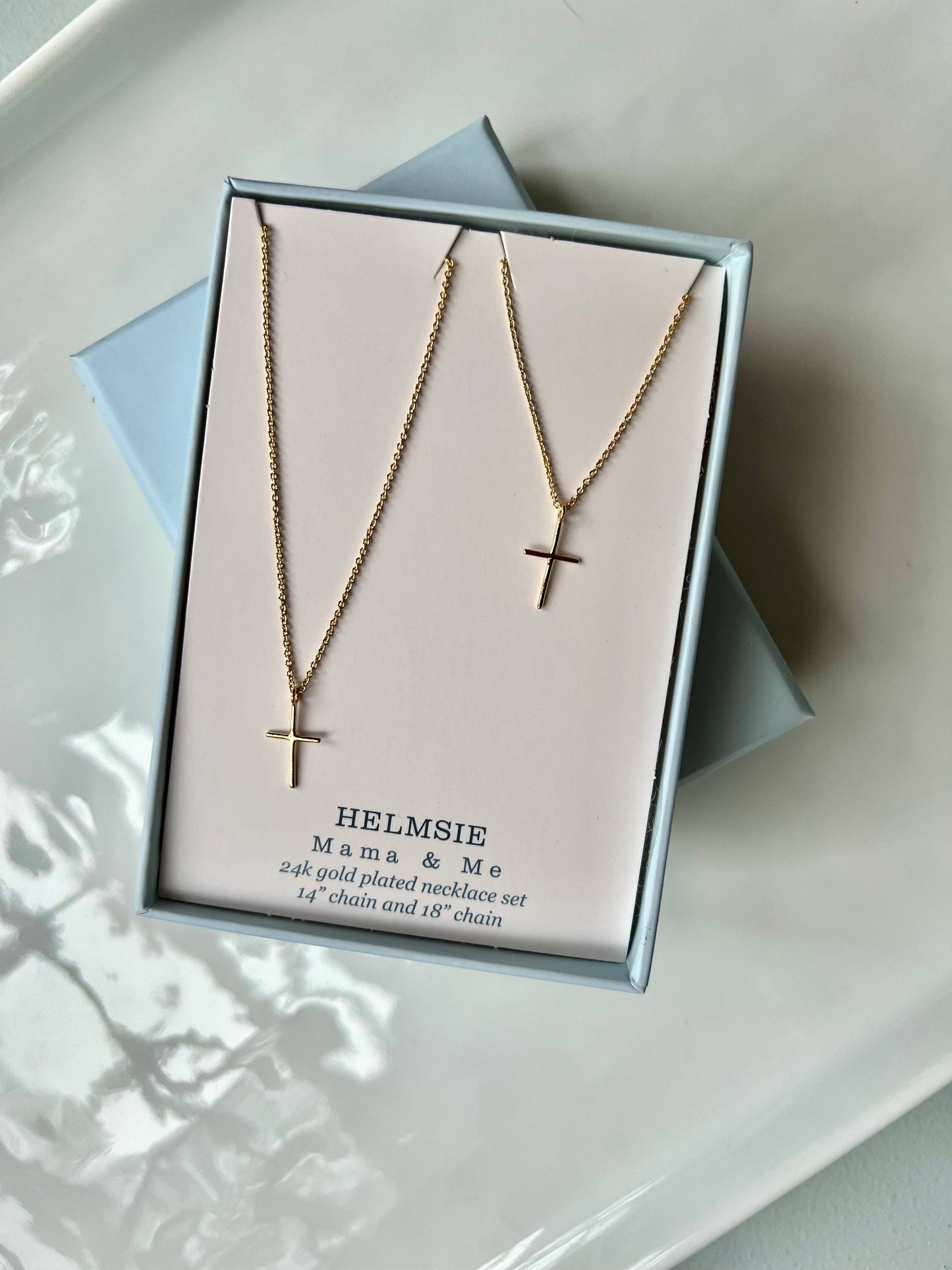 Helmsie - Momma + Me Cross Necklace Set