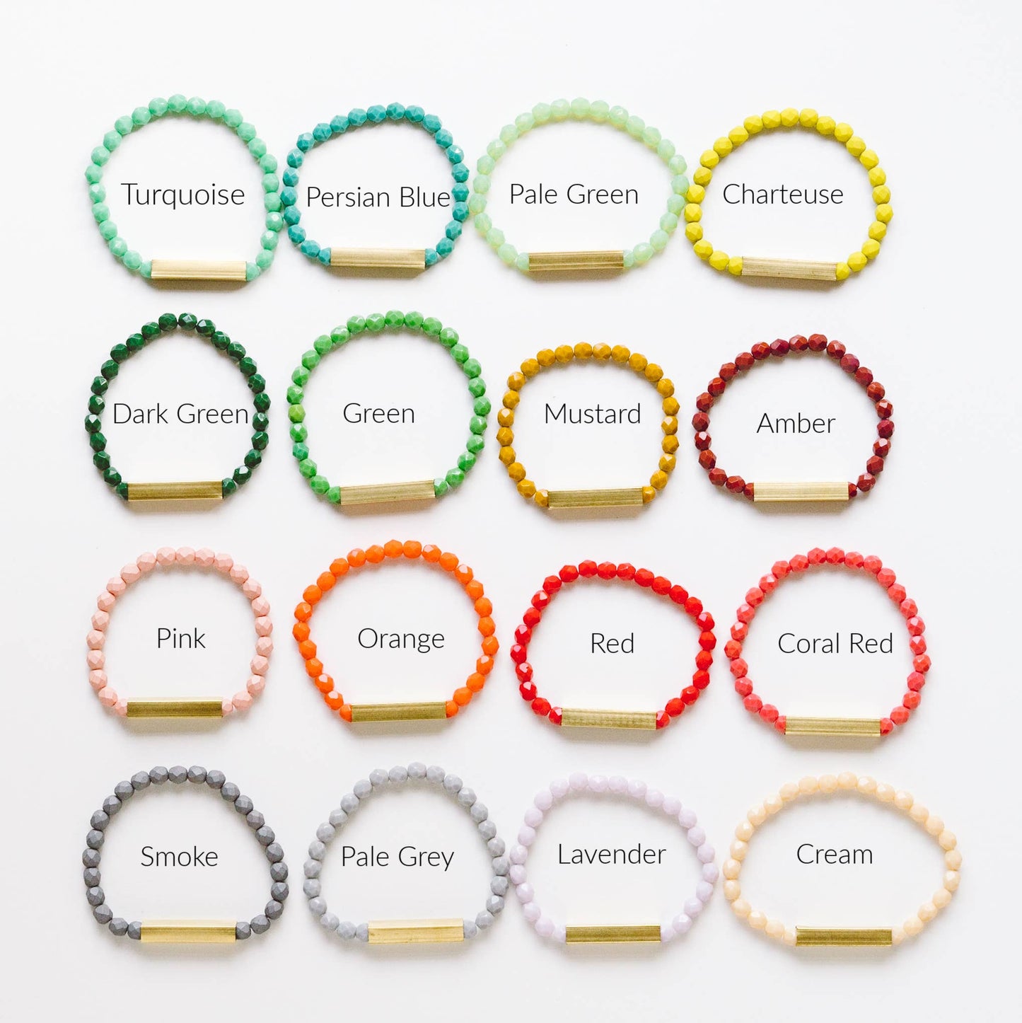 Nest Pretty Things - Colorful Stretchy Bead Bracelets with Brass Tubes