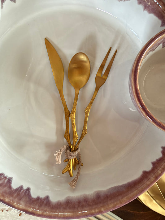 Stainless Steel Appetizer Utensils w/ Twig Shaped Handles, Set of 3