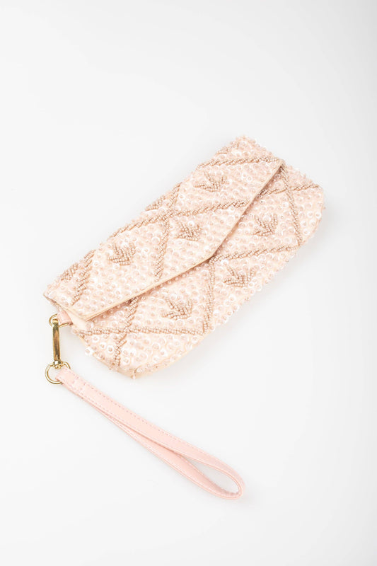 Violet & Brooks - Lila Sequin Clutch: Blush