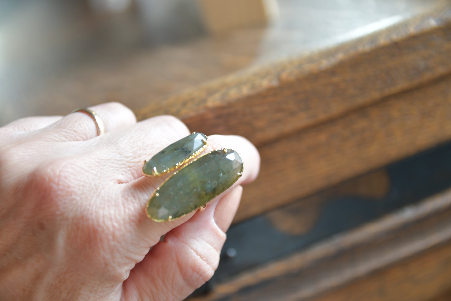 Ring - Moss Agate (Gemstone/Brass)