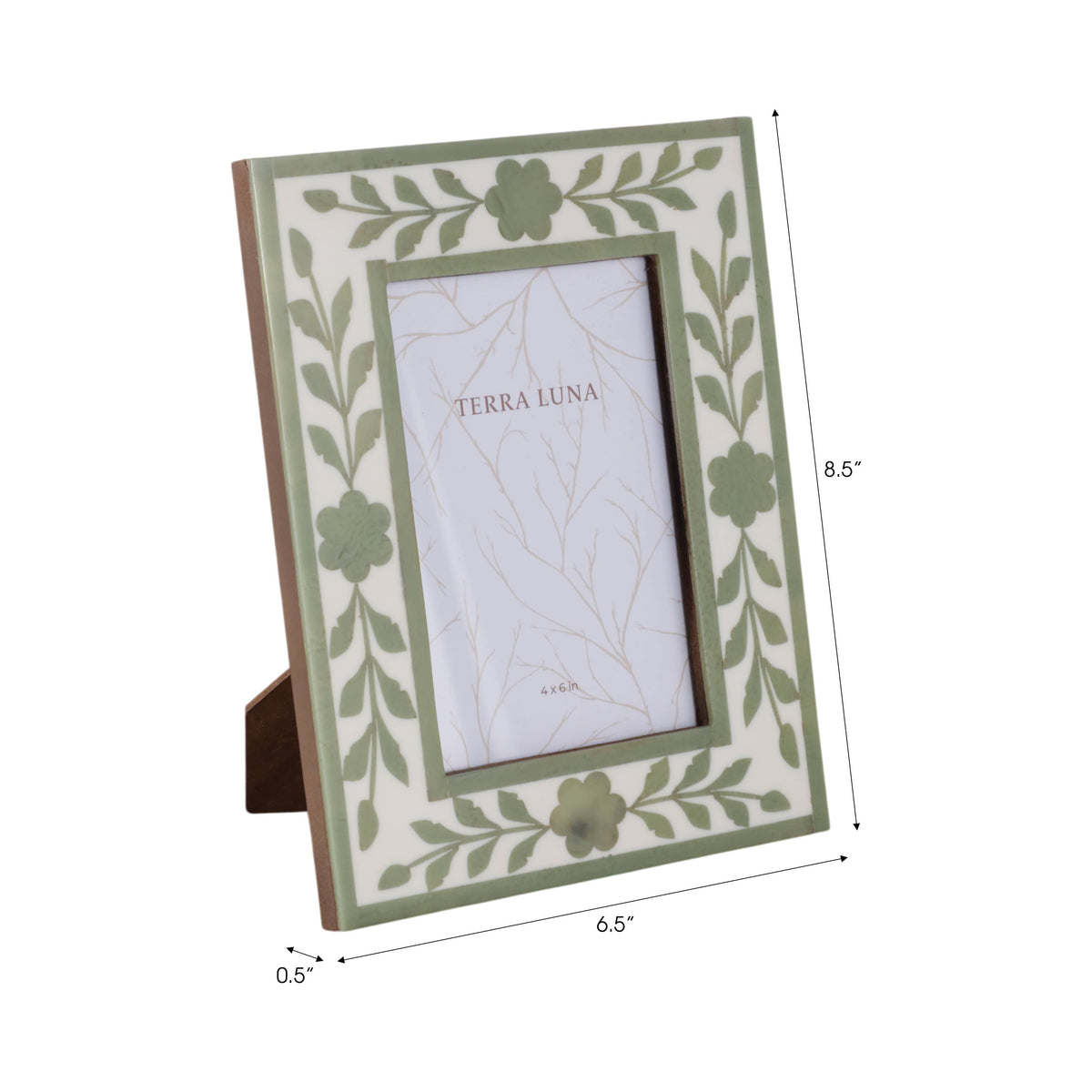 Sagebrook Home - White/Green 4x6 in. Wooden Petals Photo Frame