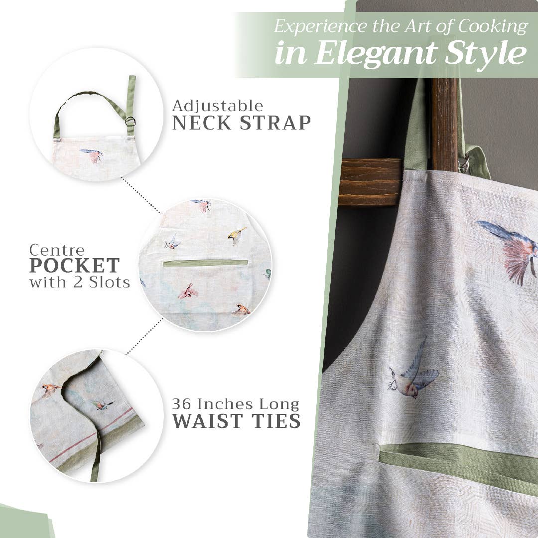 Maison d'Hermine - Design in Every Thread - Apron 100% Cotton - Spring/Summer - Flying Birds