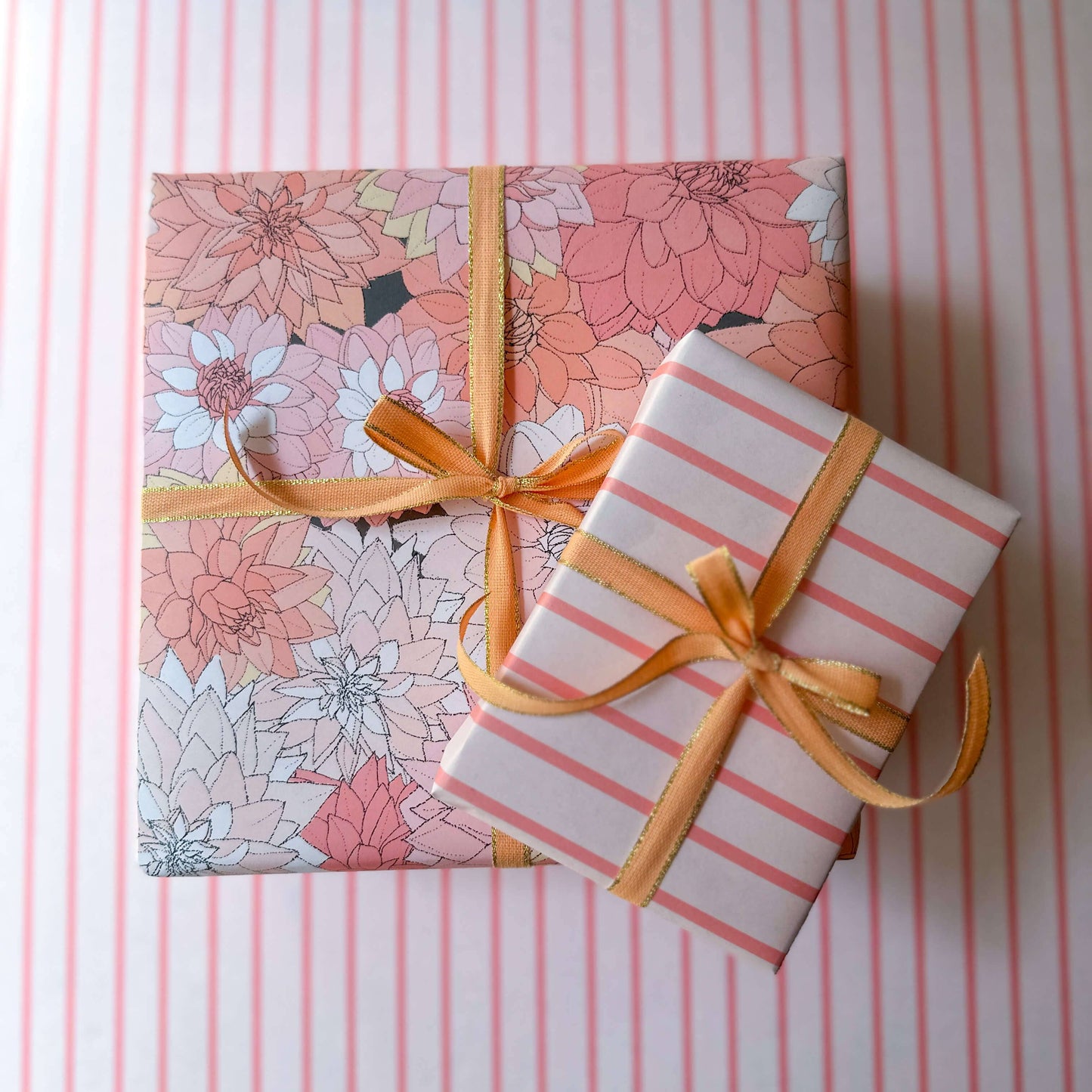 Ballard & Prescott - Dahlias in Pink Wrapping Paper: Single Sheets (Case of 3 Sheets)