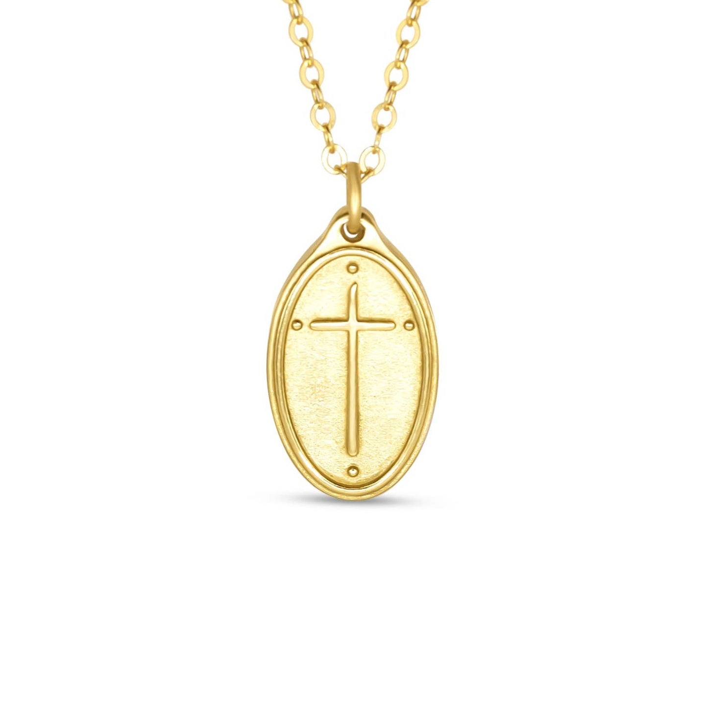 Madison Sterling - Necklace (Petite/Gold) - Oval Cross / Rom 5:8