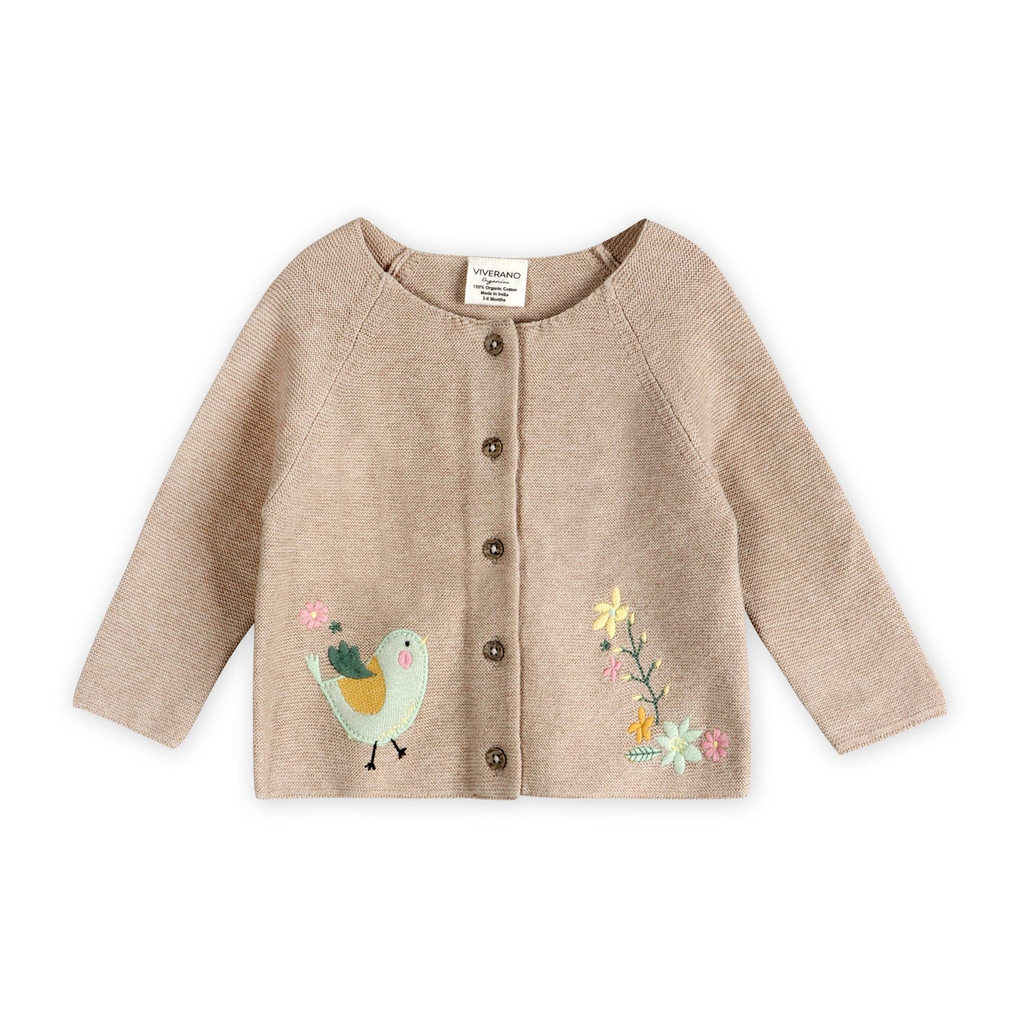 Viverano Organics - Bird Embroidered Baby Knit Cardigan (Organic)