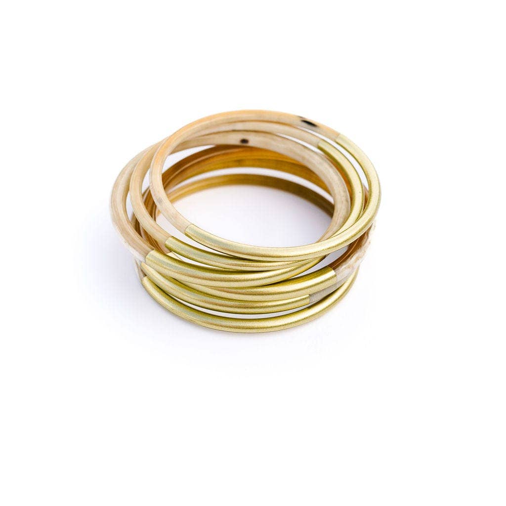 Sunshine Tienda - Metallic Gold Mix Bangle Set