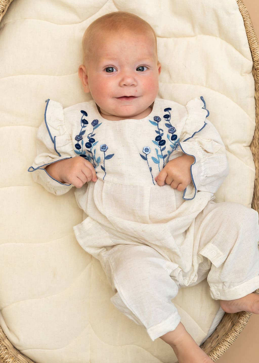 Viverano Organics - Atrani Embroidered Baby Romper & Headband (Organic)