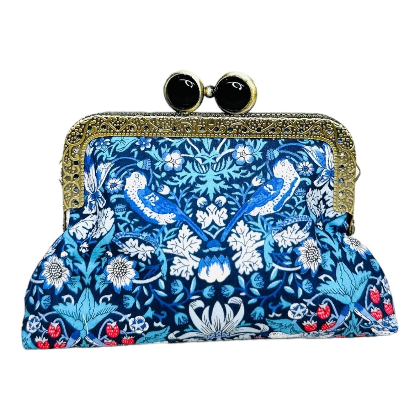 Kiki & Syds - ON THE GO Credit Card Clutch - STRAWBERRY THIEF Blue/White: Lime