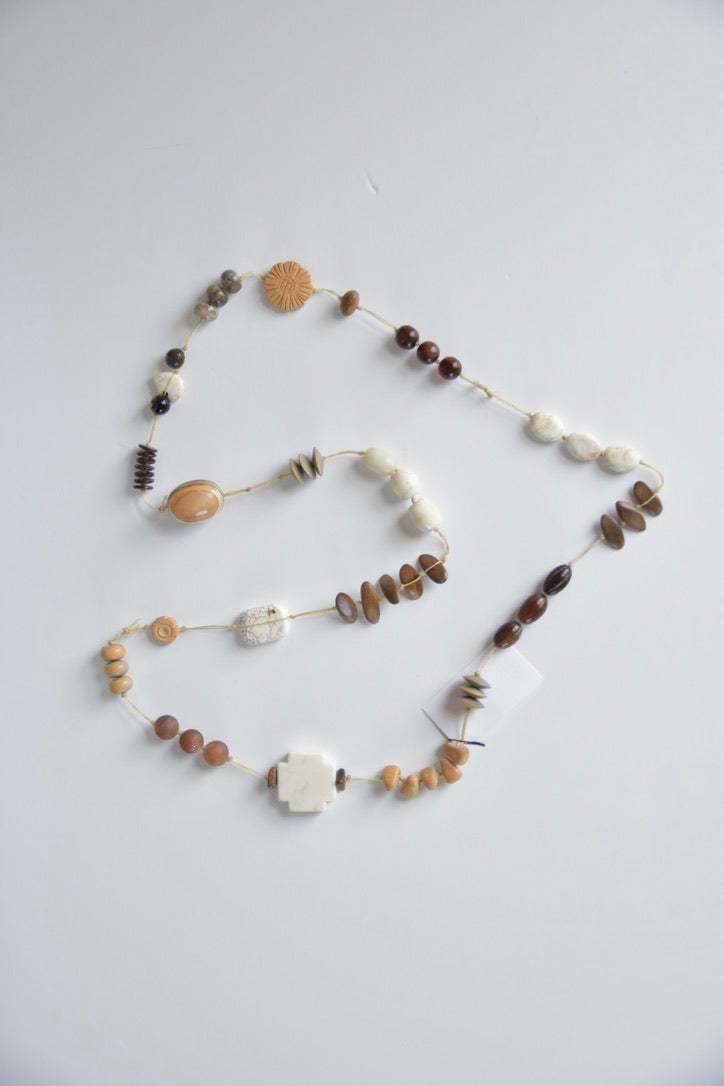 Brown & Ivory Beaded Necklace