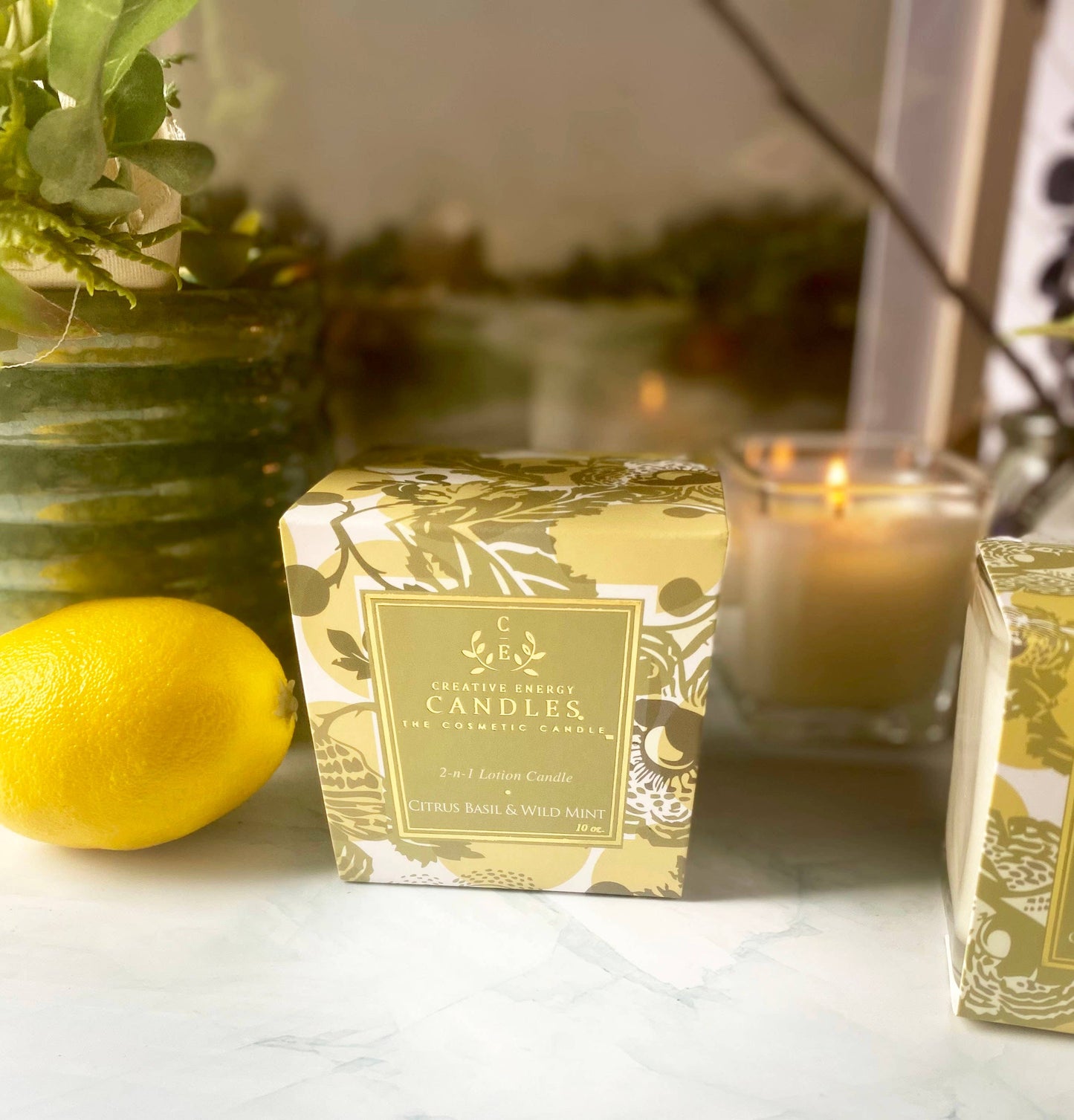 Creative Energy Candles - Citrus Basil & Wild Mint: 2-in-1 Soy Lotion Candle: Medium - 6 oz