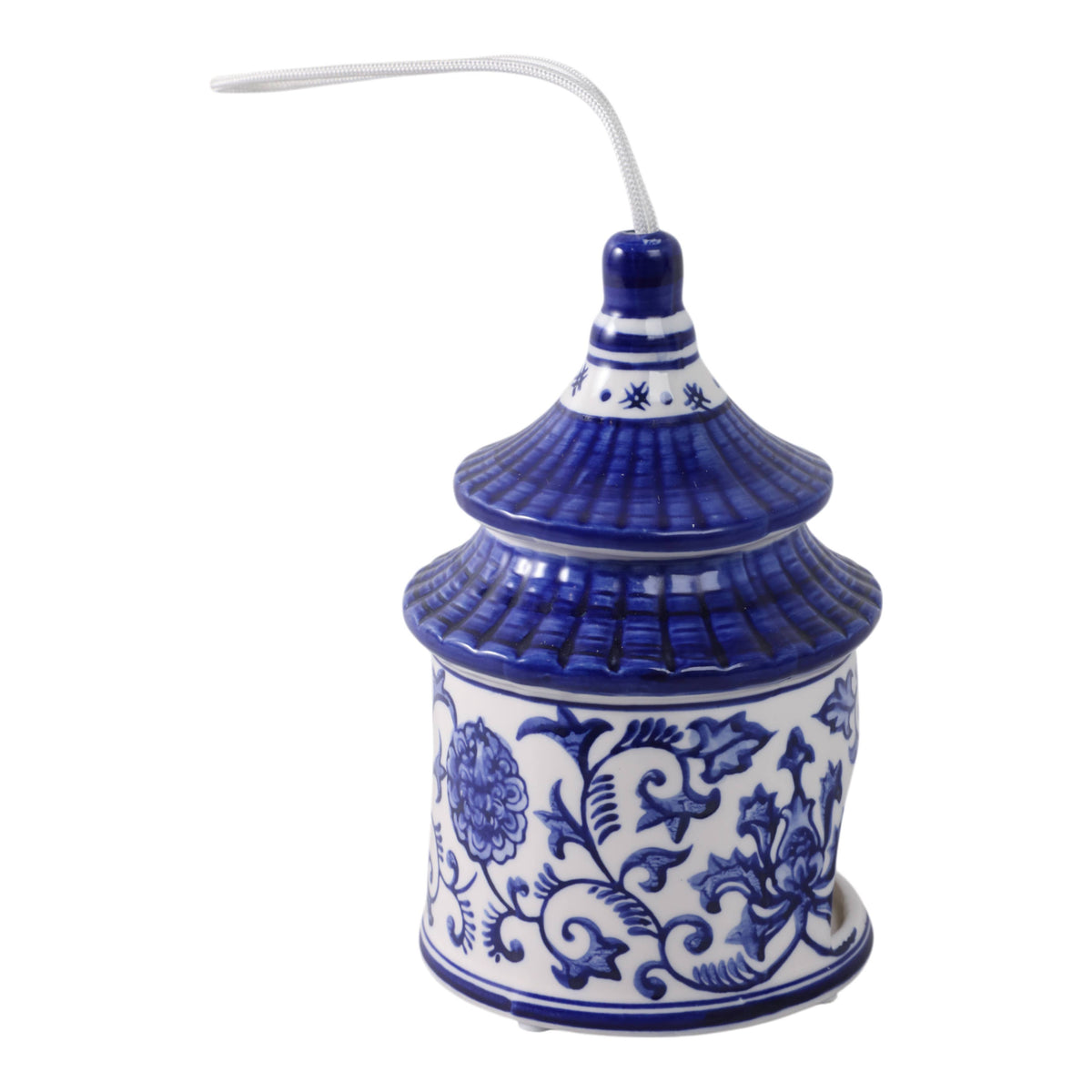 Sagebrook Home - Bird House - White/Blue Ceramic Chinoiserie, 8 in.